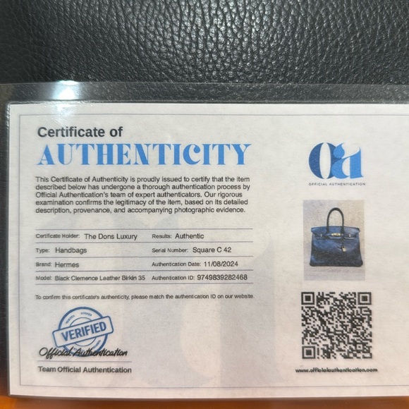 Birkin 35 Black Togo leather. comes with certificate of authenticity - Picture 5 of 7